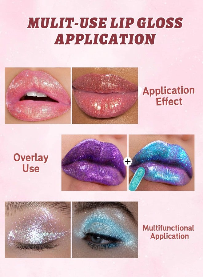 Lestpola Blue Glitter Liquid Lip Gloss Lipstick, Waterproof Long Lasting Metallic Lip Gloss for Women, Highly Pigment Holographic Diamond Shimmer Chameleon Lipstick Lips Makeup Thanksgiving Gift, Non-Stick -07 - Image 4